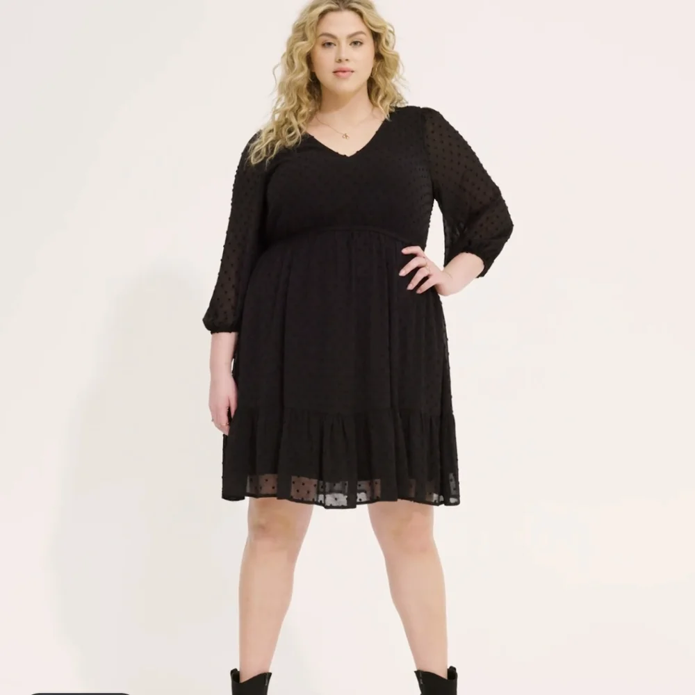 Torrid Black Clip Dot Mini Dress, NWOT, Size 1X - Picture 5 of 7